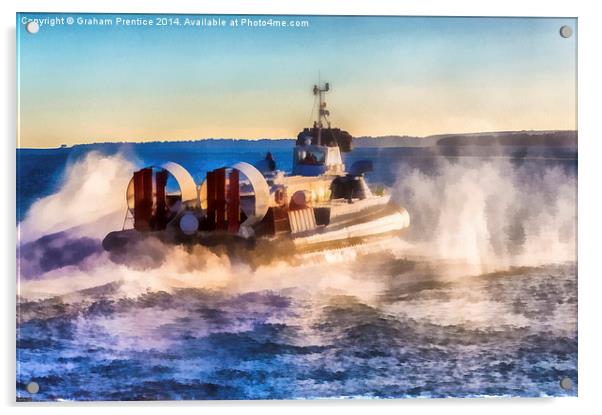 Hovercraft In Clouds of Spray Acrylic by Graham Prentice