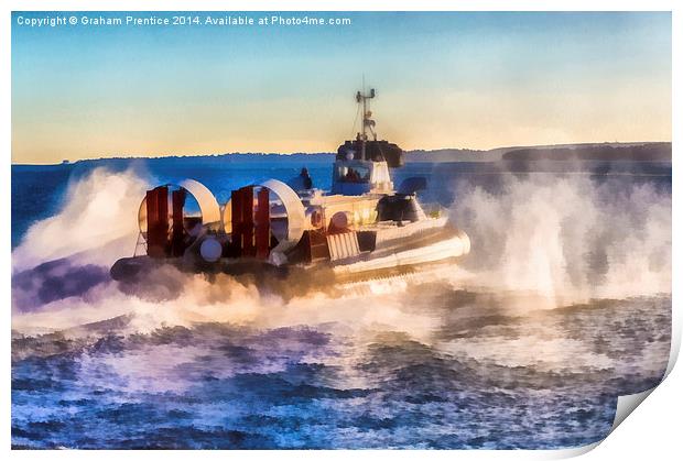 Hovercraft In Clouds of Spray Print by Graham Prentice