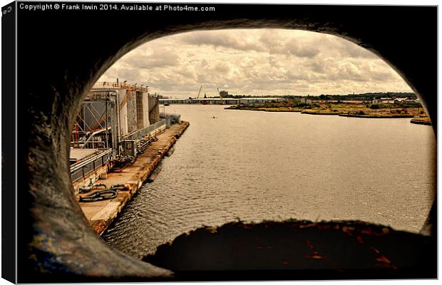 Dockland view from on board ship (Grunged) Canvas Print by Frank Irwin