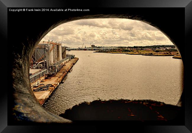 Dockland view from on board ship (Grunged) Framed Print by Frank Irwin