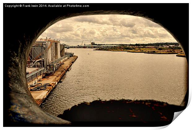 Dockland view from on board ship (Grunged) Print by Frank Irwin