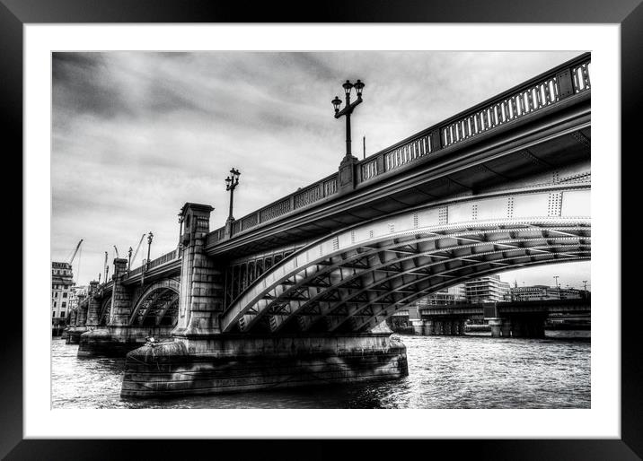 Southwark Bridge London Framed Mounted Print by David Pyatt