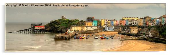 Tenby in March Panorama Acrylic by Martin Chambers