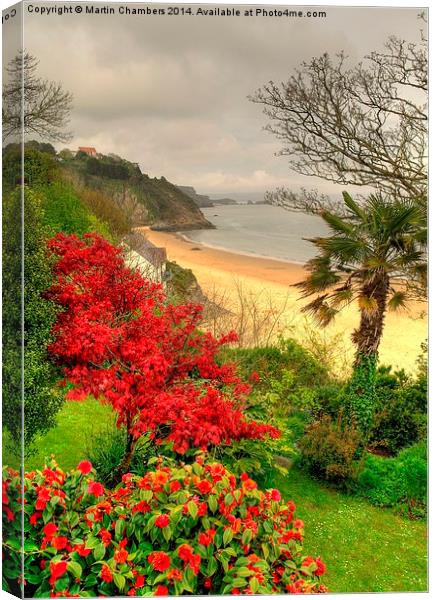 Tenby North Beach to Monkstone Point Canvas Print by Martin Chambers