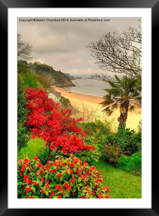 Tenby North Beach to Monkstone Point Framed Mounted Print by Martin Chambers