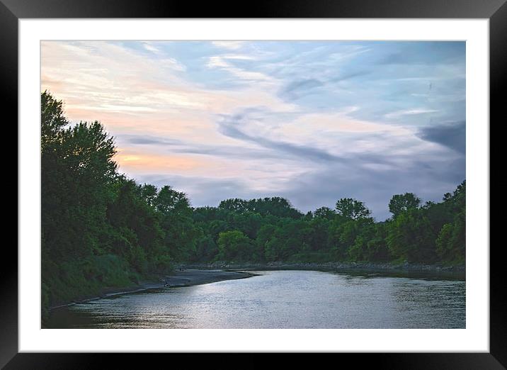 Sundown on the Racoon River Framed Mounted Print by Judy Hall-Folde