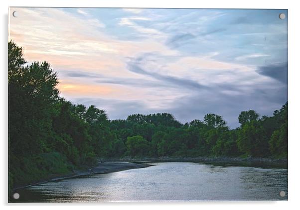Sundown on the Racoon River Acrylic by Judy Hall-Folde
