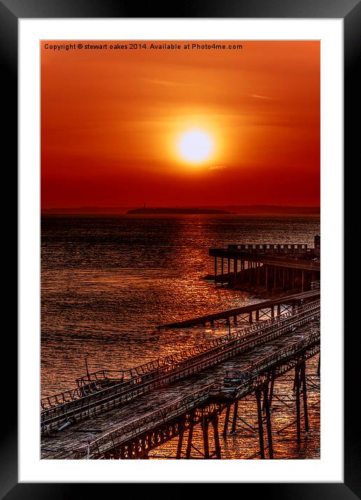 Birnbeck Pier sunset Framed Mounted Print by stewart oakes