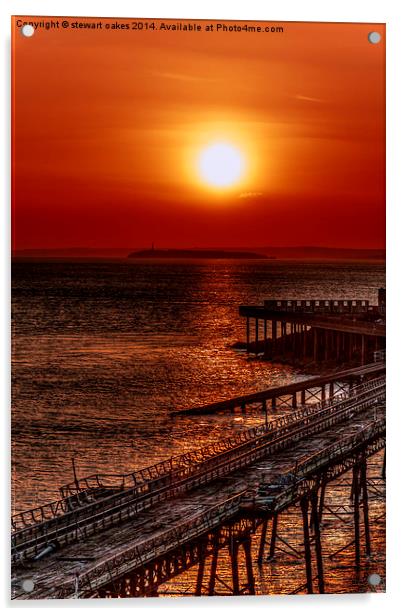 Birnbeck Pier sunset Acrylic by stewart oakes