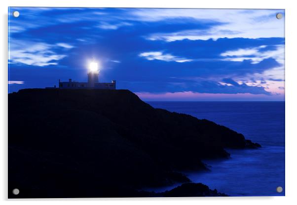 Strumble Head Lighthouse at dusk Acrylic by Ian Middleton