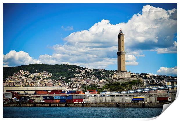 Genova, La Lanterna Print by Cristian Budeanu