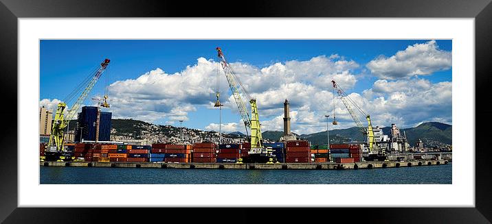 Genova Porto e lanterna Framed Mounted Print by Cristian Budeanu