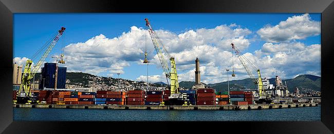 Genova Porto e lanterna Framed Print by Cristian Budeanu