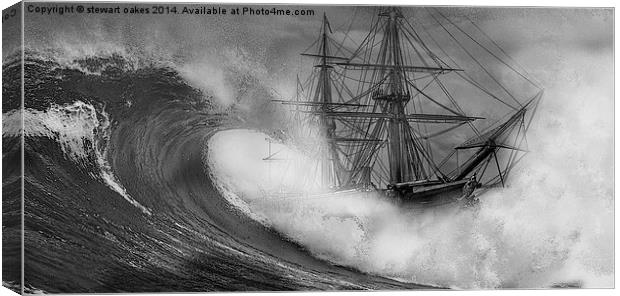 HMS Warrior High seas 1860  B&W Canvas Print by stewart oakes