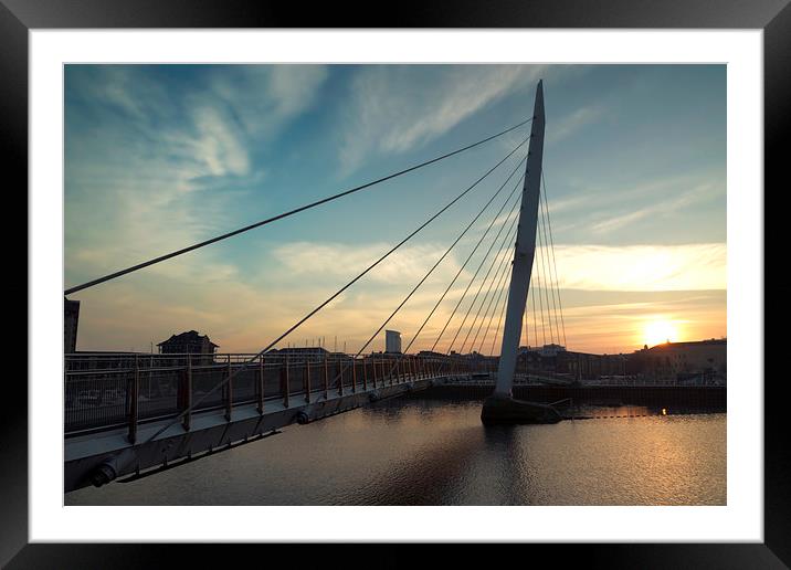 Sail Bridge Sunset Framed Mounted Print by Purple OneTwoEight