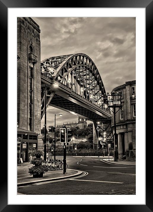 Tyne Bridge Sepia Framed Mounted Print by Northeast Images
