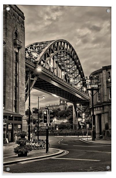 Tyne Bridge Sepia Acrylic by Northeast Images