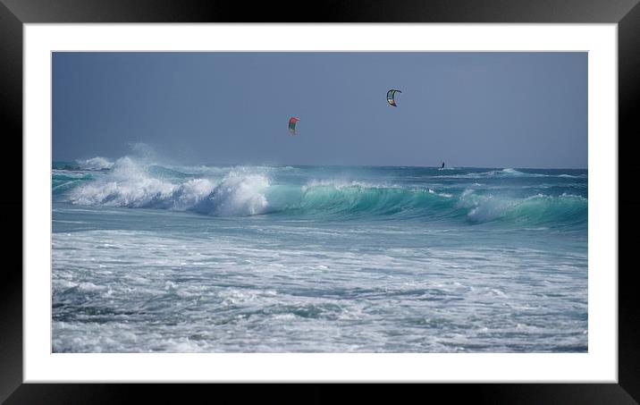Kite surfing  Framed Mounted Print by mark humpage