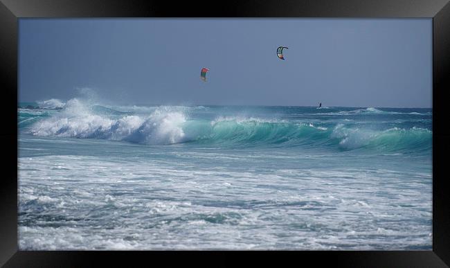 Kite surfing  Framed Print by mark humpage