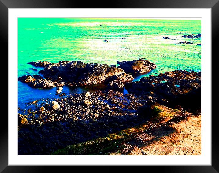 Colourful Sea at The Lizard Framed Mounted Print by Lisa PB