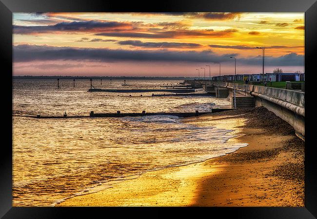 Sunset over Dovercourt Bay Beach Framed Print by matthew  mallett