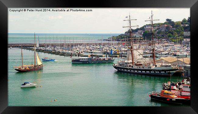 A Busy Harbour In Devon Framed Print by Peter F Hunt
