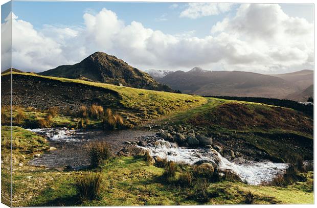 Cinderdale Beck flowing below Whiteless Pike towar Canvas Print by Liam Grant