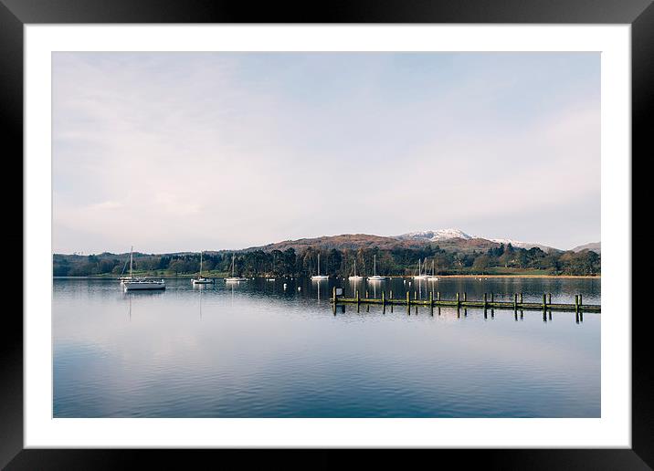 Boats on Lake Windermere at Waterhead. Framed Mounted Print by Liam Grant