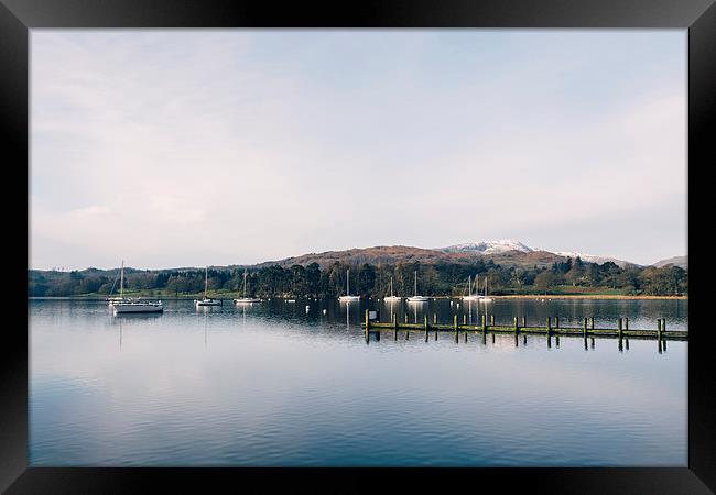 Boats on Lake Windermere at Waterhead. Framed Print by Liam Grant