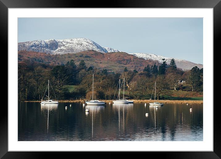 Boats on Lake Windermere at Waterhead.  Framed Mounted Print by Liam Grant