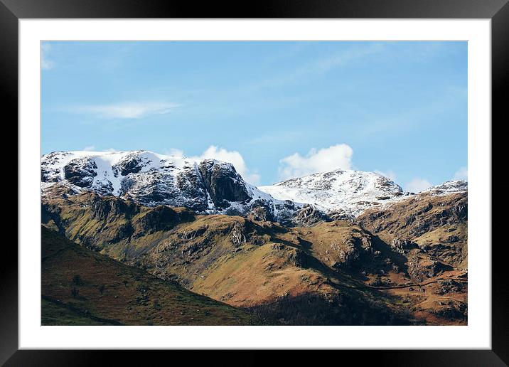 Snow topped mountains in the Hartsop valley. Framed Mounted Print by Liam Grant