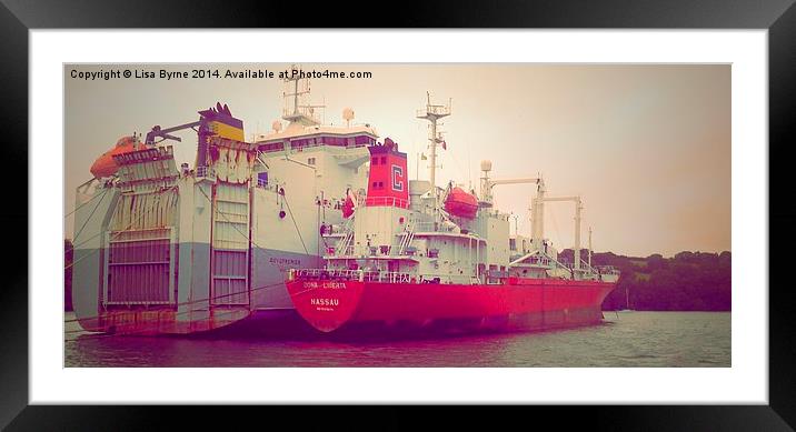 Cargo Ships on Falmouth River Framed Mounted Print by Lisa PB