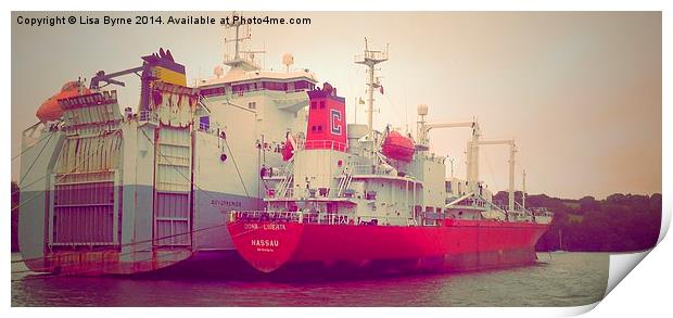 Cargo Ships on Falmouth River Print by Lisa PB