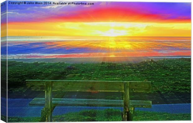 Sunset Bench Canvas Print by John Wain