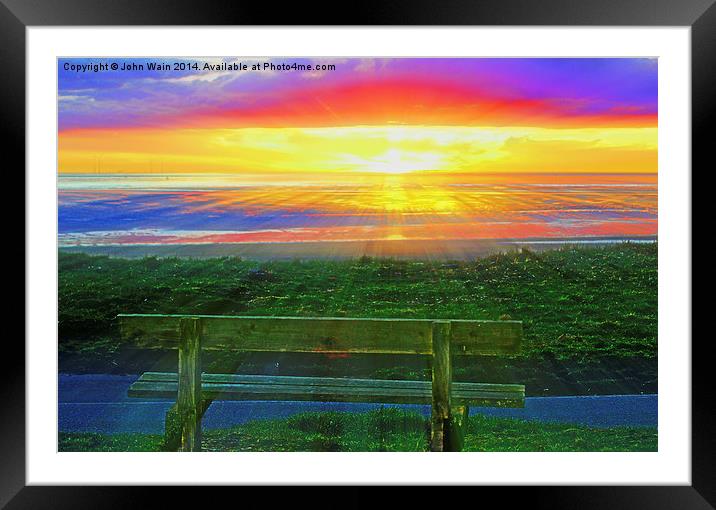 Sunset Bench Framed Mounted Print by John Wain