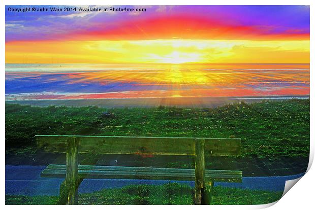 Sunset Bench Print by John Wain