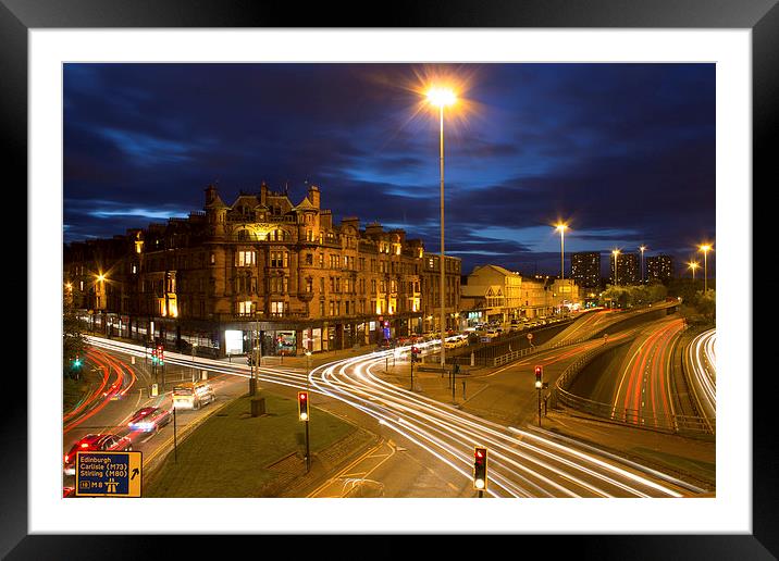 Glasgow Night Lights Framed Mounted Print by Shahrez Rashid