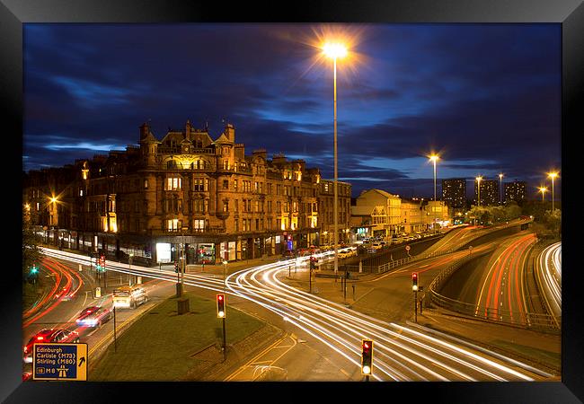 Glasgow Night Lights Framed Print by Shahrez Rashid