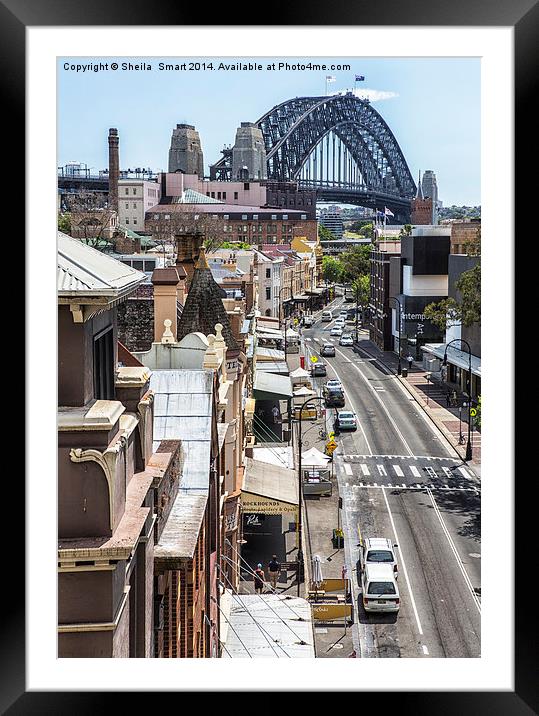 The Rocks, Sydney with Harbour Bridge Framed Mounted Print by Sheila Smart