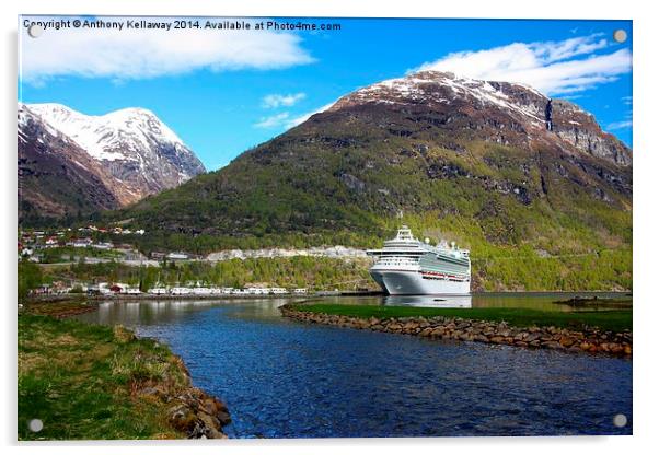 AZURA CRUISE SHIP IN NORWAY Acrylic by Anthony Kellaway
