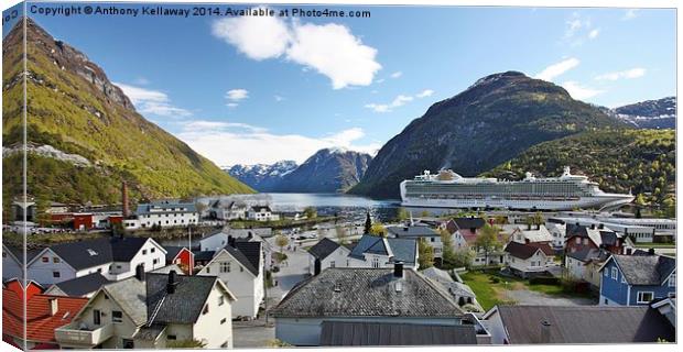 LOOKING OVER HELLESYLT NORWAY Canvas Print by Anthony Kellaway
