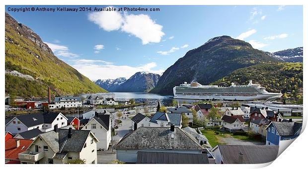 LOOKING OVER HELLESYLT NORWAY Print by Anthony Kellaway
