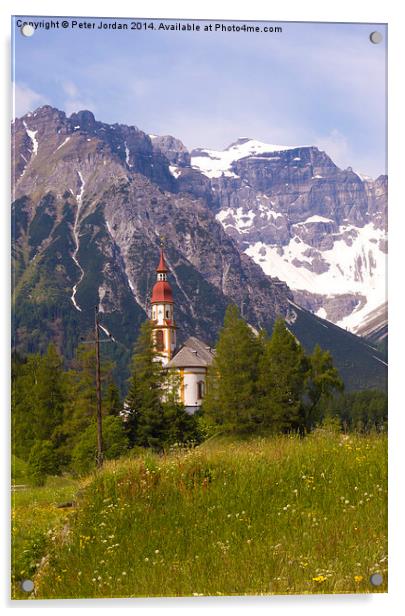 Alpine Church Acrylic by Peter Jordan