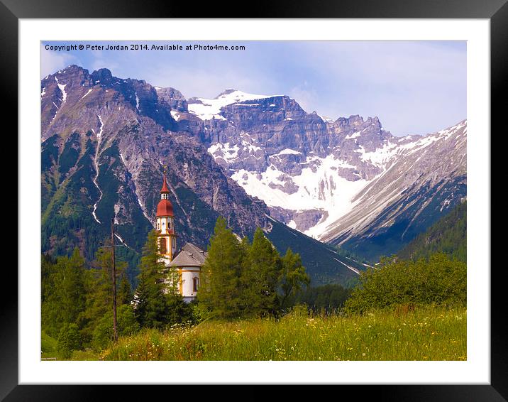 Alpine Church Framed Mounted Print by Peter Jordan