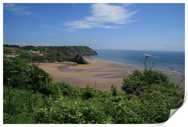 three cliffs bay Print by mark blower