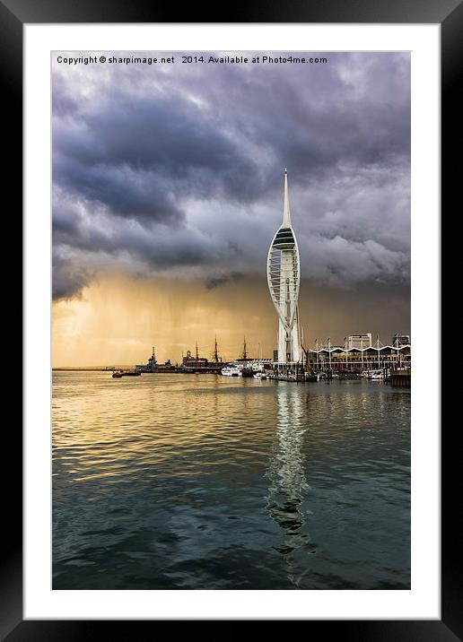 Spinnaker Tower Storm - 2 Framed Mounted Print by Sharpimage NET