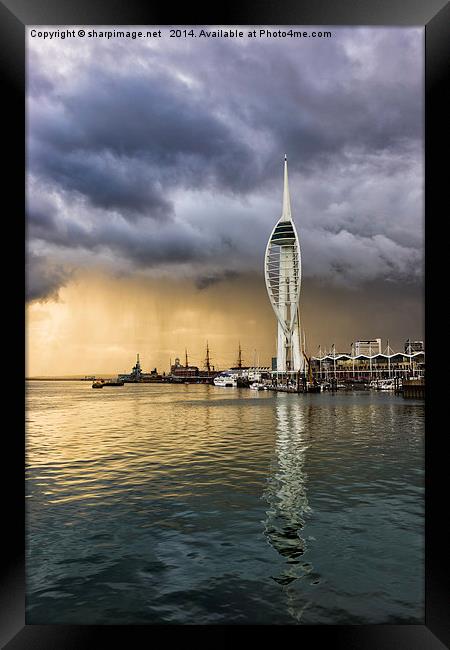 Spinnaker Tower Storm - 2 Framed Print by Sharpimage NET