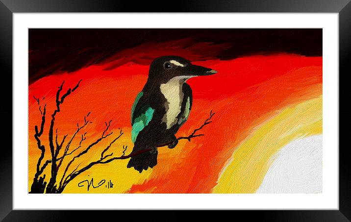 Kingfisher Framed Mounted Print by Hassan Najmy