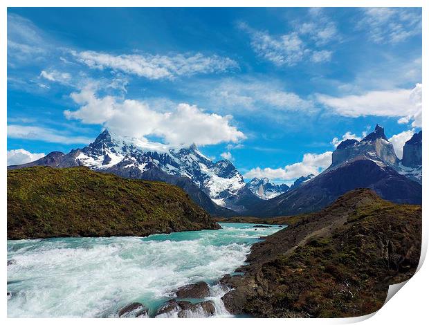 Mountains in Torres del Paine Print by Miranda Wallace