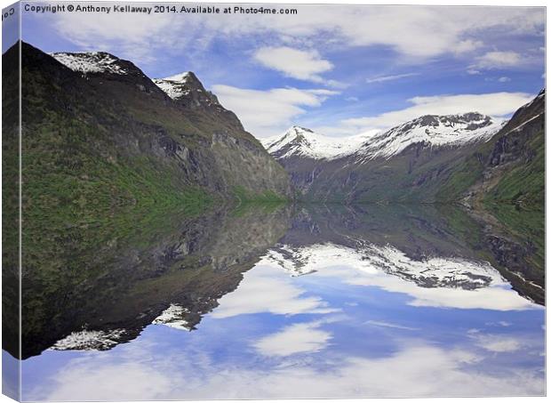 FJORDS REFLECTIONS Canvas Print by Anthony Kellaway